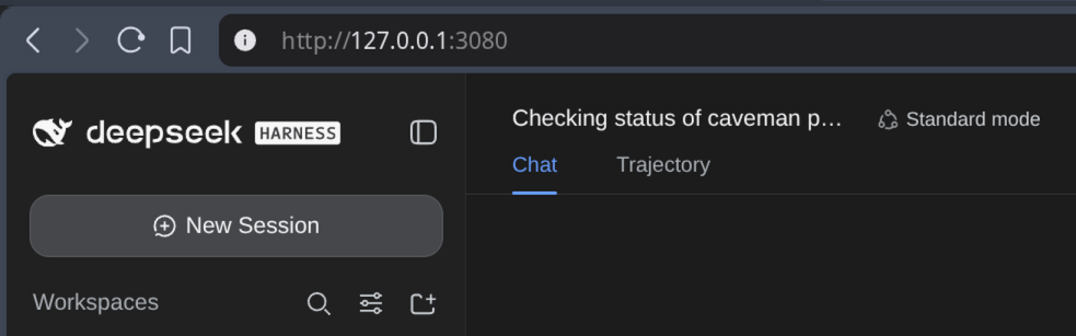 DeepSeek Harness web interface using the web profile